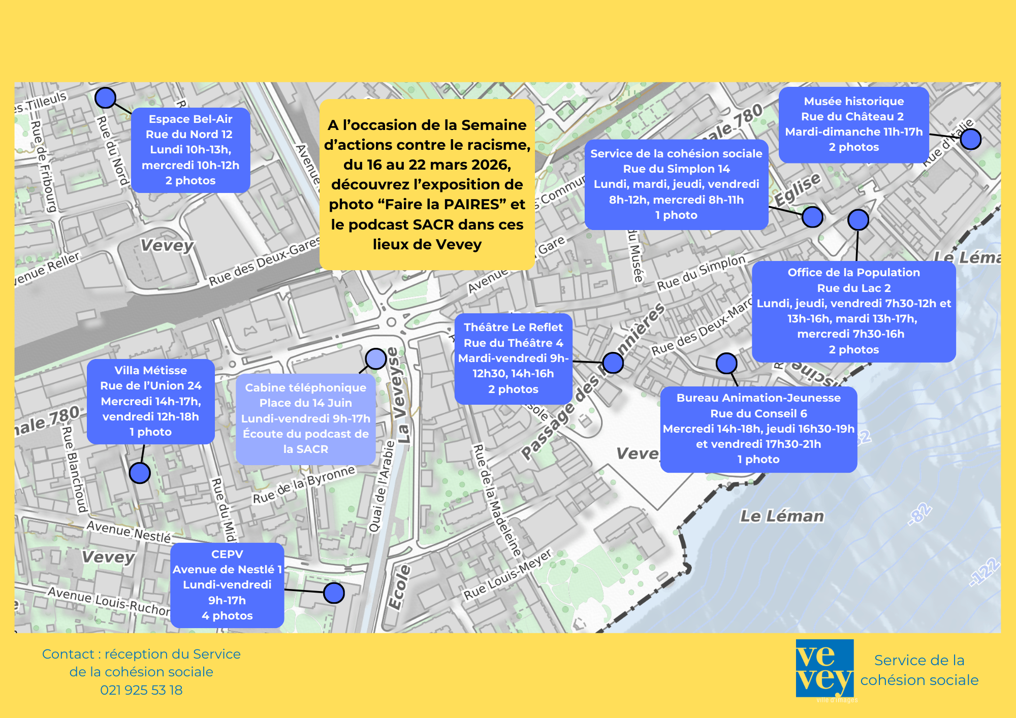 Carte des lieux accueillant l'exposition "Faire la PAIRES"