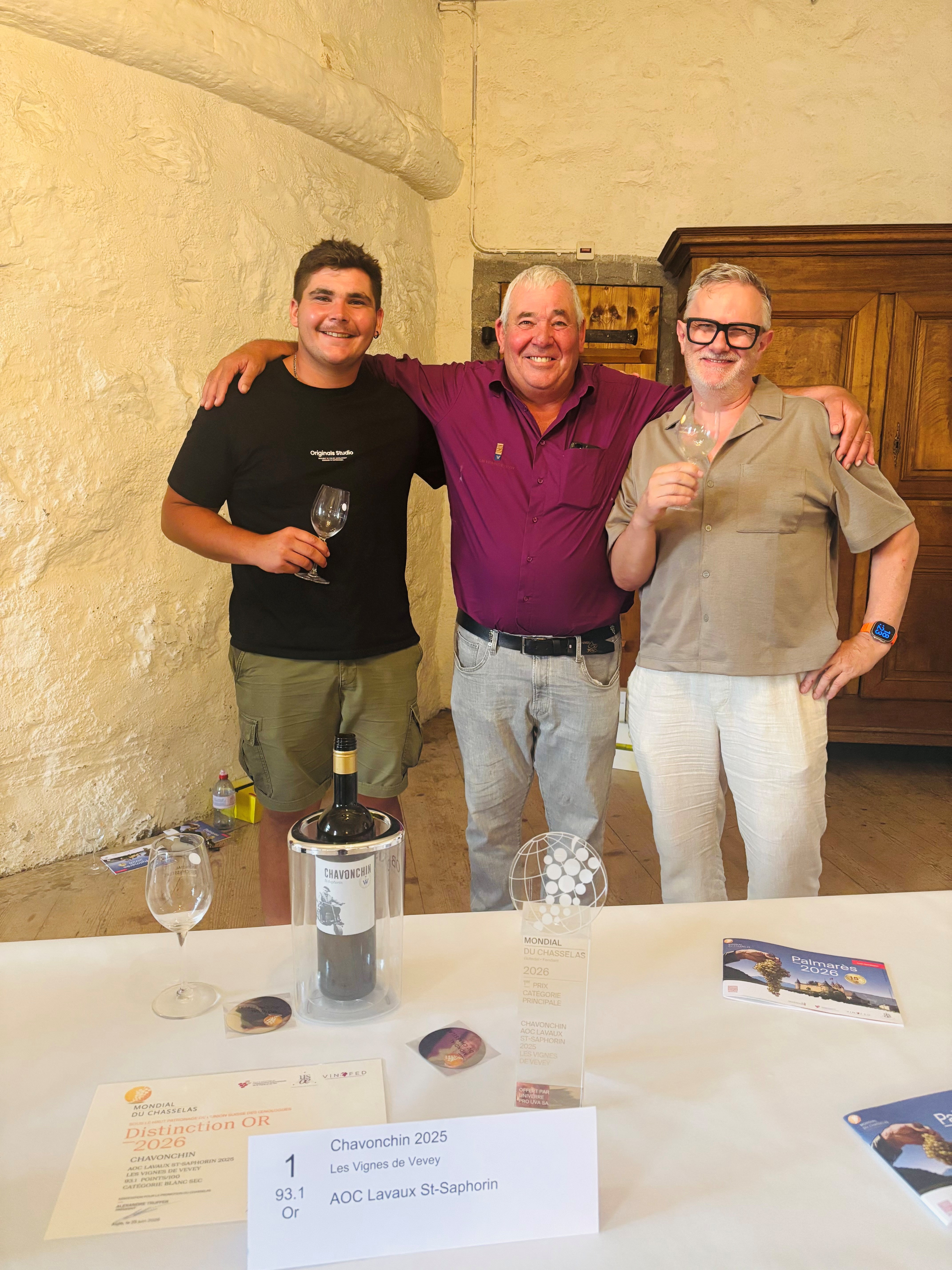 « Chavonchin, Saint-Saphorin » 2025 - 1er prix du Mondial du Chasselas 2026. 