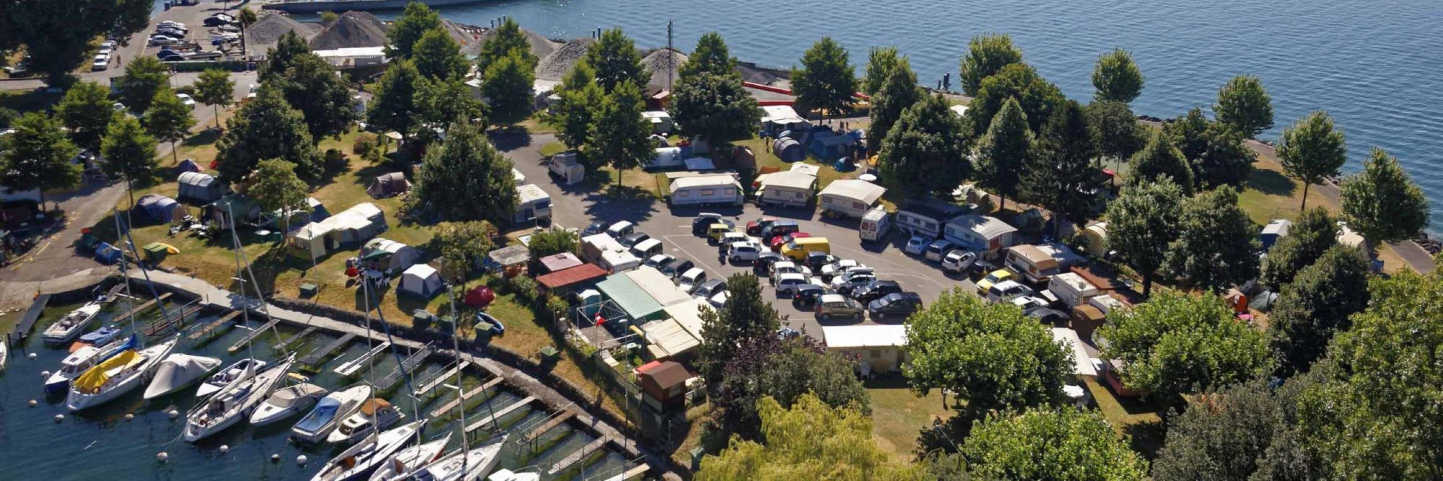 Vue aérienne du camping de la Pichette