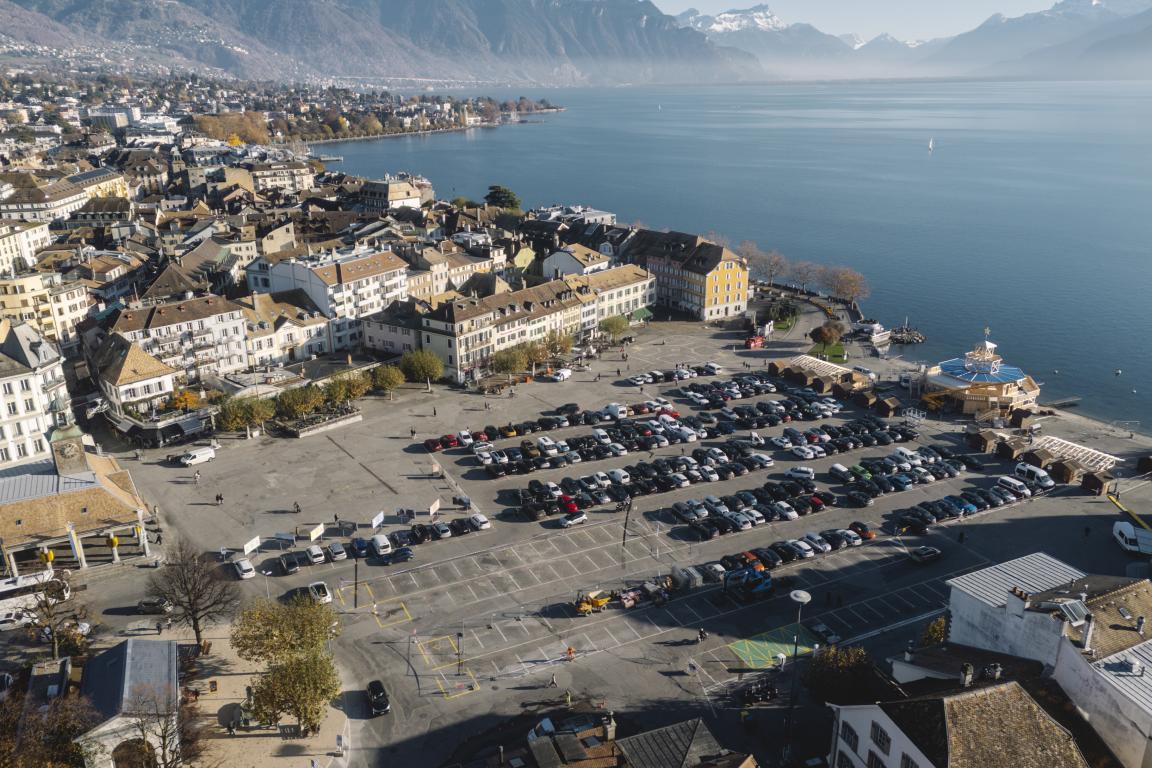 La place du Marché vue du ciel (novembre 2025)