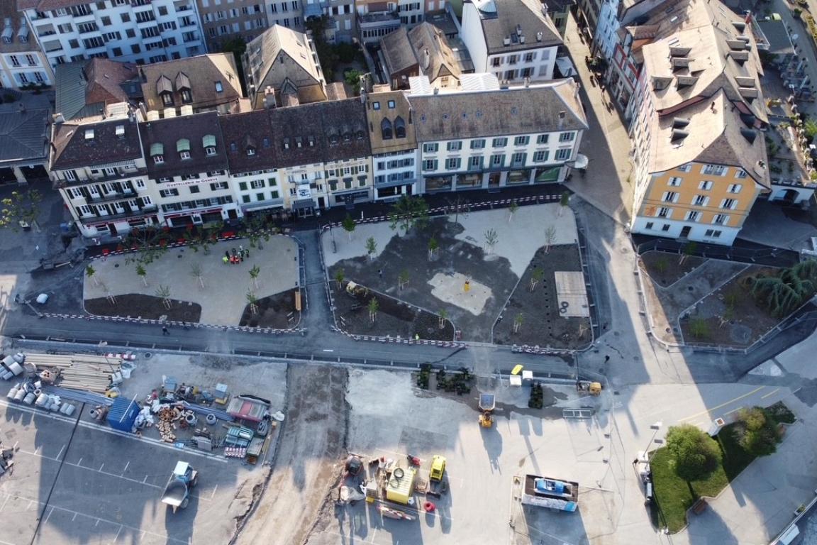 Image de l'avancée du chantier de la place du Marché (mai 2026)