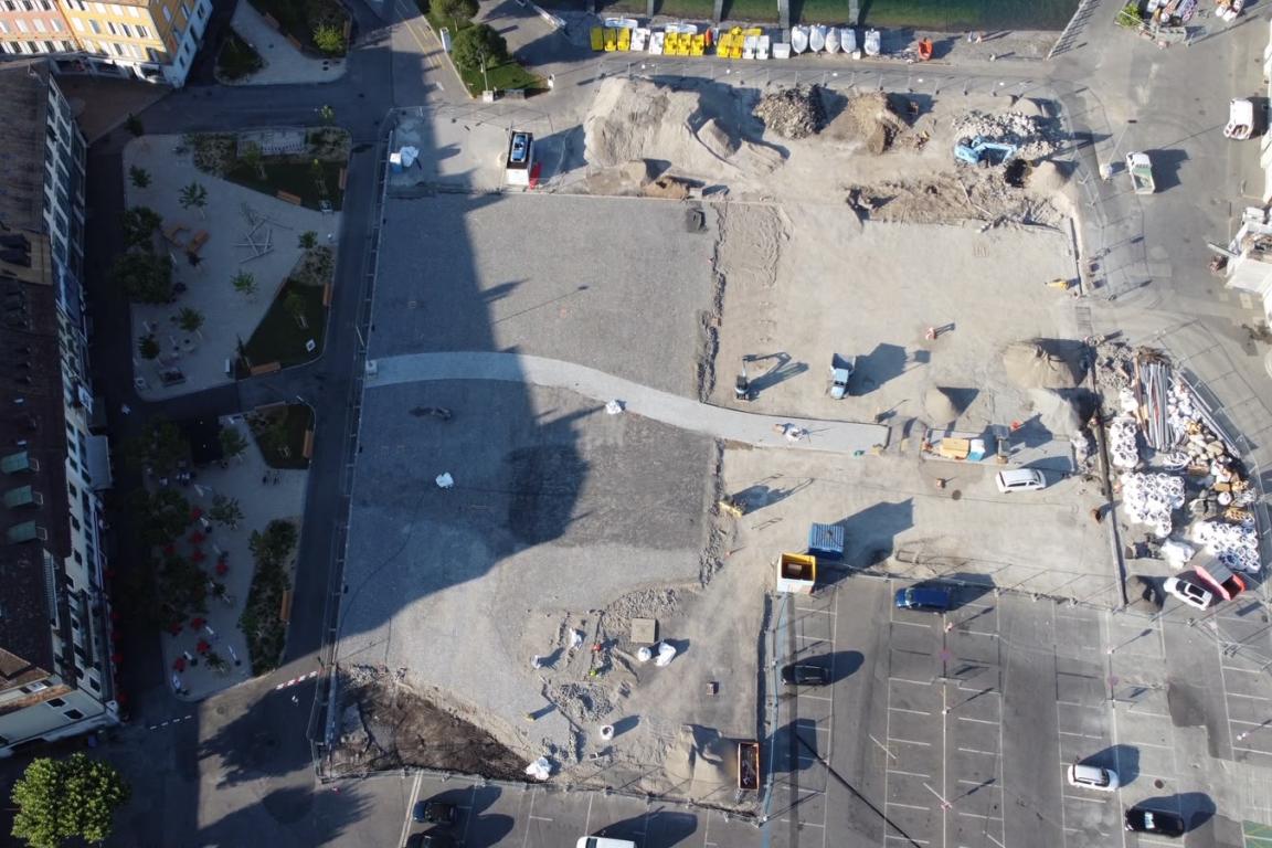 Image de l'avancée du chantier de la place du Marché (juillet 2026)