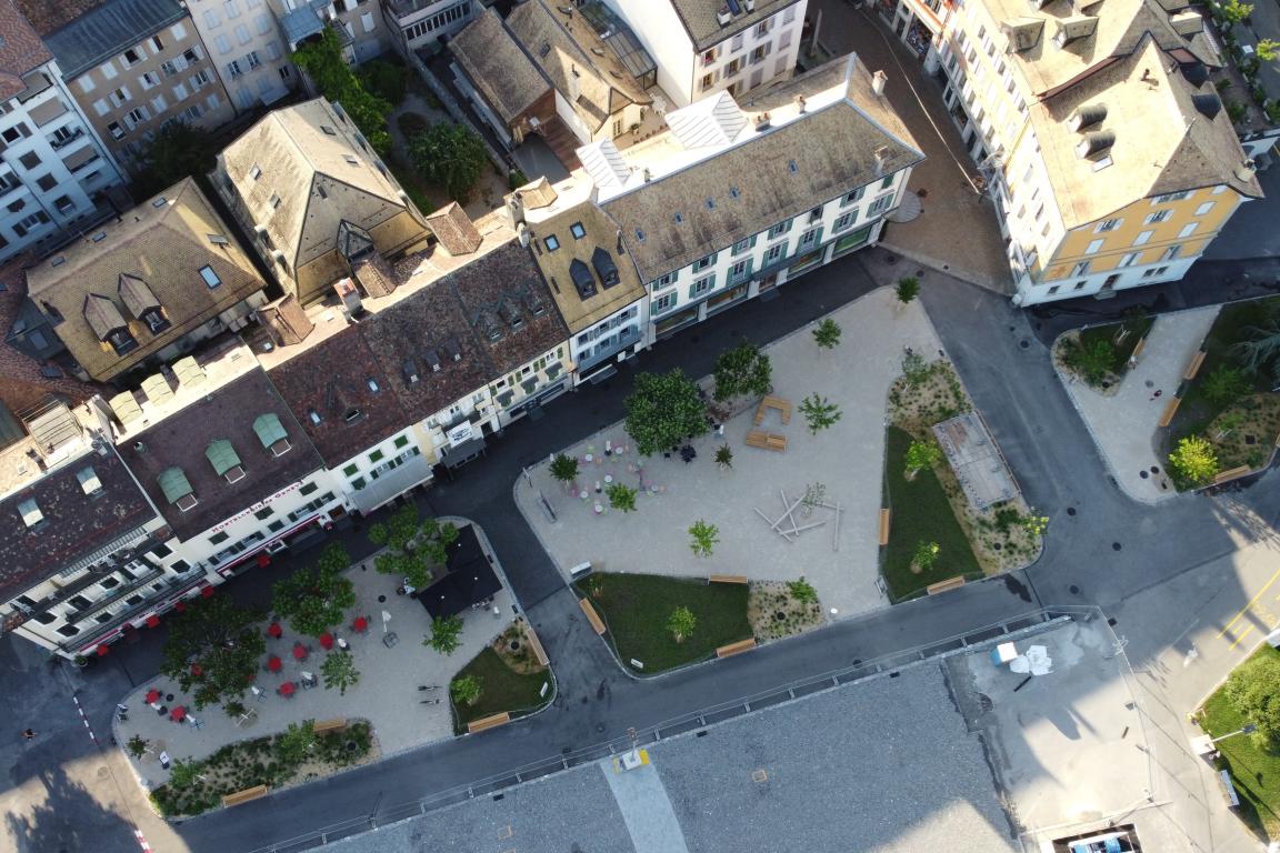Image de l'avancée du chantier de la place du Marché (juillet 2026)