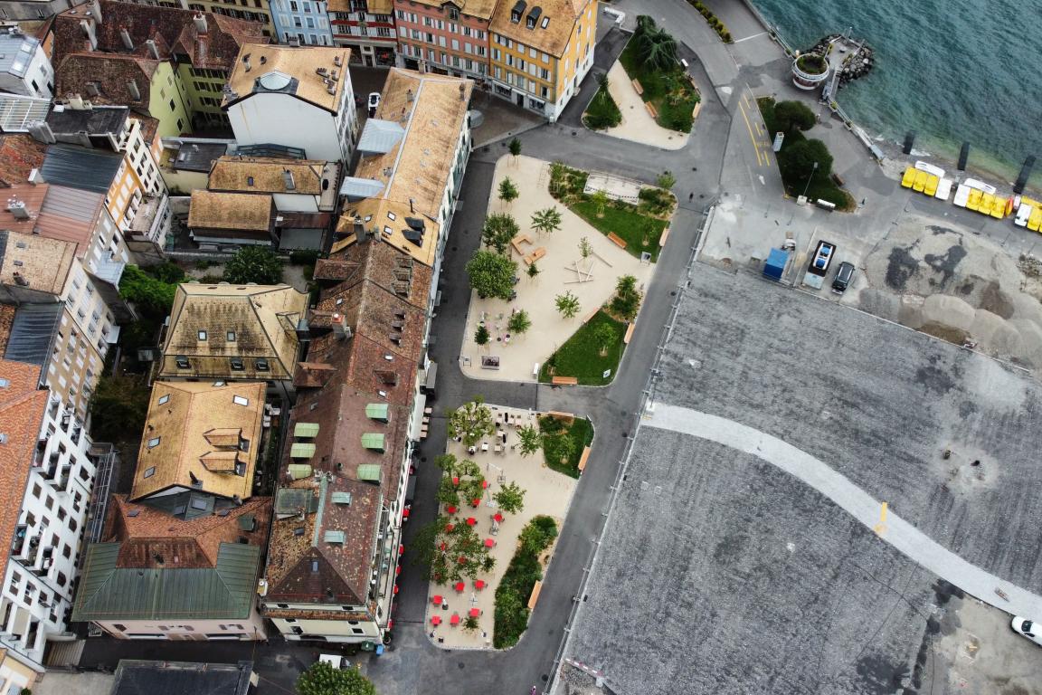 Image de l'avancée du chantier de la place du Marché (août 2026)