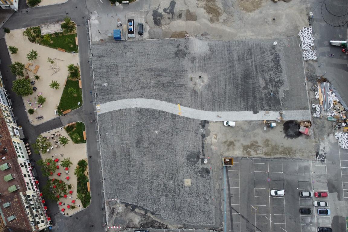 Image de l'avancée du chantier de la place du Marché (août 2026)
