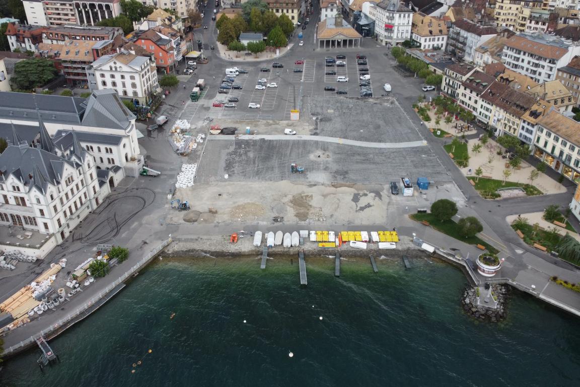 Image de l'avancée du chantier de la place du Marché (août 2026)