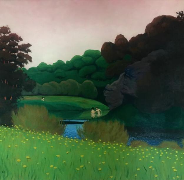 Félix Vallotton, Paysage composé avec trois figures, 1923, huile sur toile, 65 x 81 cm. Don de Mousse Reymond-Rivier, en souvenir de Jean Planque. Photographe : Alberto Ricci, Paris.